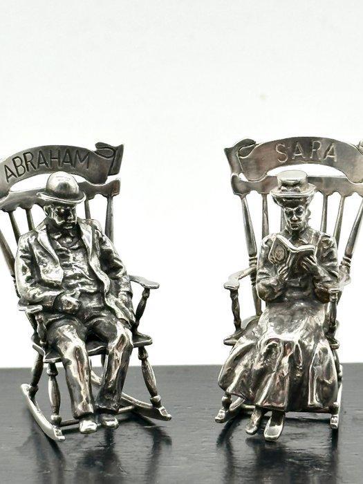 No reserve- Twee stevige 1e gehalte zilveren miniaturen, Antiek en Kunst, Antiek | Zilver en Goud