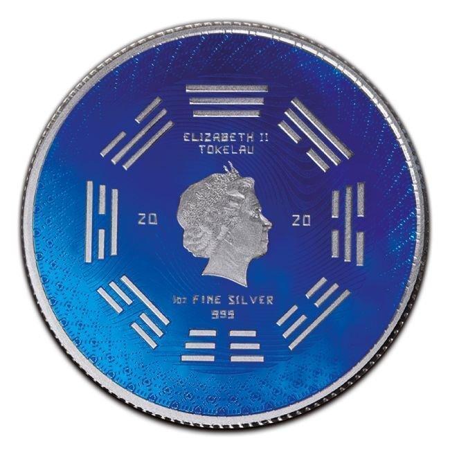 Tokelau. 5 Dollars 2020 1 oz Silver Equilibrium Metalic Blue, Postzegels en Munten, Edelmetalen en Baren