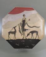 Octagon doos met dame & hertjes, Albessard Paris (Maison, Antiquités & Art