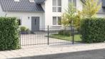 vidaXL Tuinpoort met speerpunt Grijs 100x500 cm Staal, Verzenden, Nieuw
