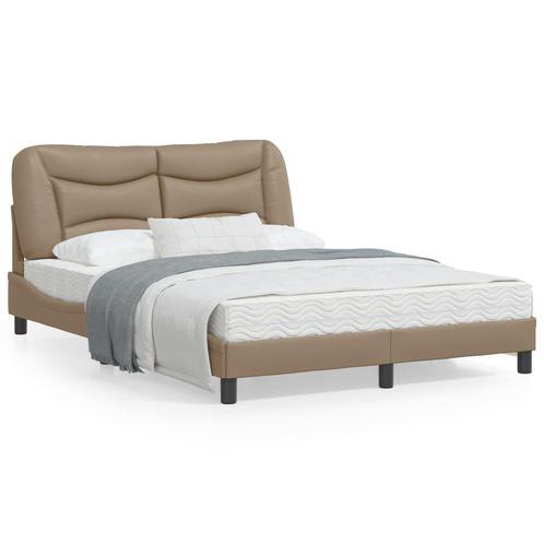 vidaXL Cadre de lit avec tête de lit Cappuccino 140x190, Maison & Meubles, Chambre à coucher | Lits, Neuf, Envoi