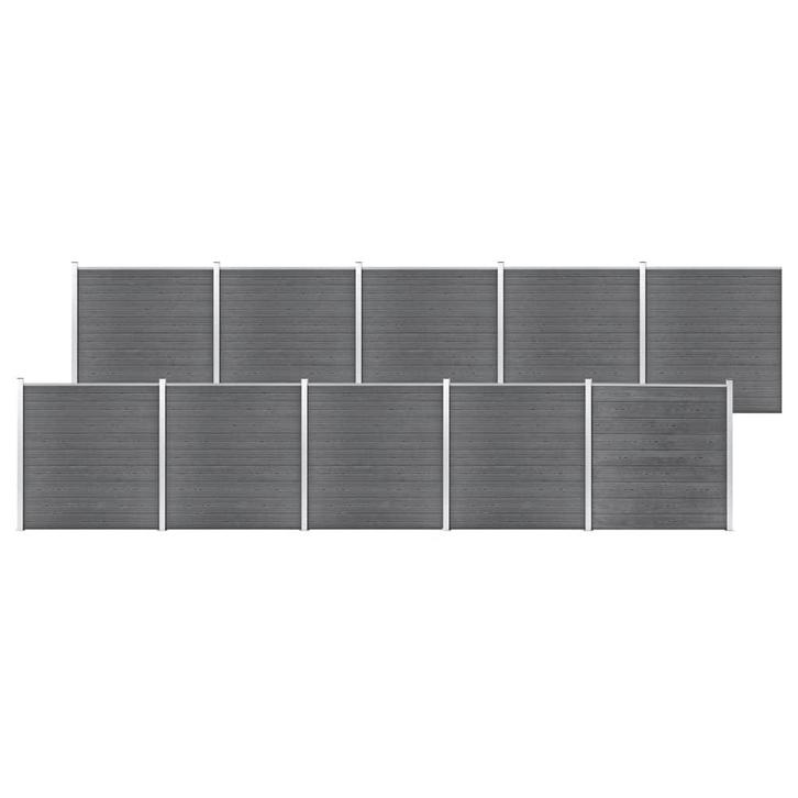 vidaXL Schutting 1737x186 cm HKC grijs, Tuin en Terras, Tuinhekken en Hekwerk, Nieuw, Verzenden