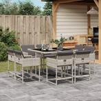 vidaXL 9-delige Tuinset met kussens poly rattan lichtgrijs, Tuin en Terras, Verzenden, Nieuw, Tuinset