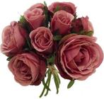 Zijden Rozen Vintage Pink Gemengd Grote bloem Boeket 9 stuks, Nieuw