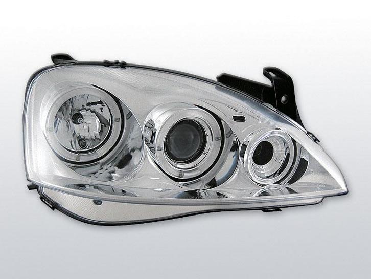 Koplampen Angel Eyes | Opel Corsa C 2000-2006 | LED |chroom, Auto-onderdelen, Verlichting, Nieuw, Opel, Verzenden