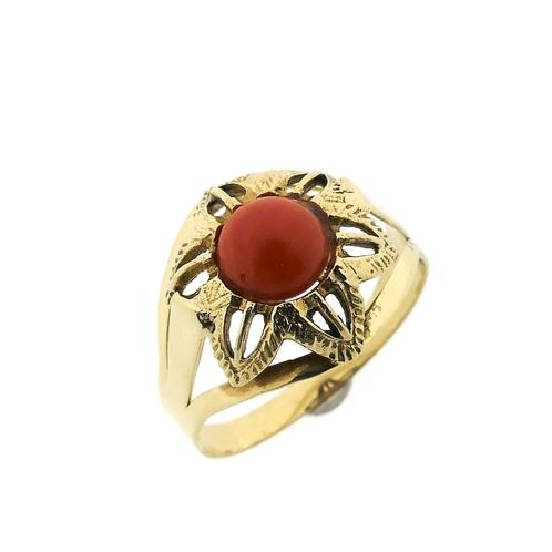 Gouden ring met bloedkoraal | Vintage (geelgoud), Handtassen en Accessoires, Ringen, Dame, Met edelsteen, Overige kleuren, Gebruikt