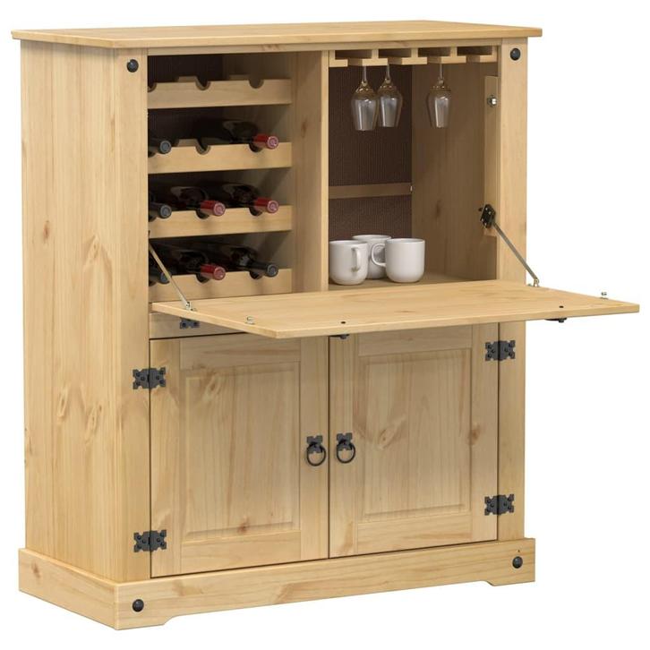 vidaXL Wijnkast Corona 97x45x114 cm massief grenenhout, Huis en Inrichting, Woonaccessoires | Wijnrekken, Nieuw, Verzenden