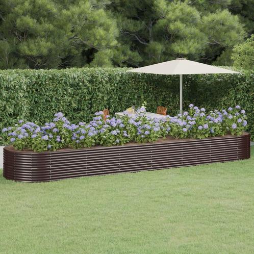vidaXL Plantenbak 584x140x68 cm gepoedercoat staal bruin, Tuin en Terras, Bloempotten, Nieuw, Verzenden