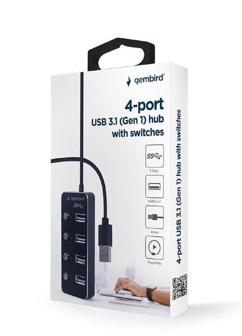 Gembird USB splitter naar 4 (USB 3.1) poorten (type -A) h..., Audio, Tv en Foto, Fotografie | Fotostudio en Toebehoren, Nieuw