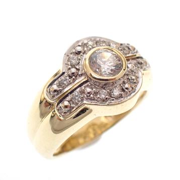 Gouden pink ring met zirconia | Retro (vintage, robuust), Ophalen of Verzenden