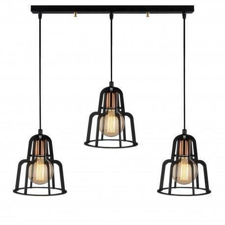 Industriële zwart / bronzen hanglamp set van 3 | Karl, Maison & Meubles, Lampes | Suspensions, Envoi