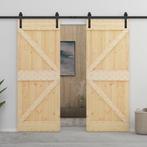 vidaXL Schuifdeur met beslag 80x210 cm massief grenenhout, Doe-het-zelf en Bouw, Verzenden, Nieuw