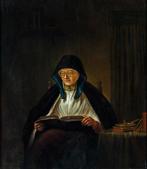 Hendrick van der Burgh (1769-1858) - Lezende oude vrouw, Antiquités & Art, Art | Peinture | Classique
