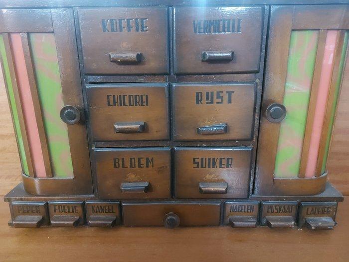 Kast - Eik - Art Deco Specerijen kast, Antiek en Kunst, Kunst | Designobjecten