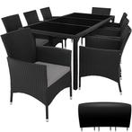 tectake Wicker zitgroep 8+1 met beschermhoes - zwart / grijs, Tuin en Terras, Verzenden, Nieuw