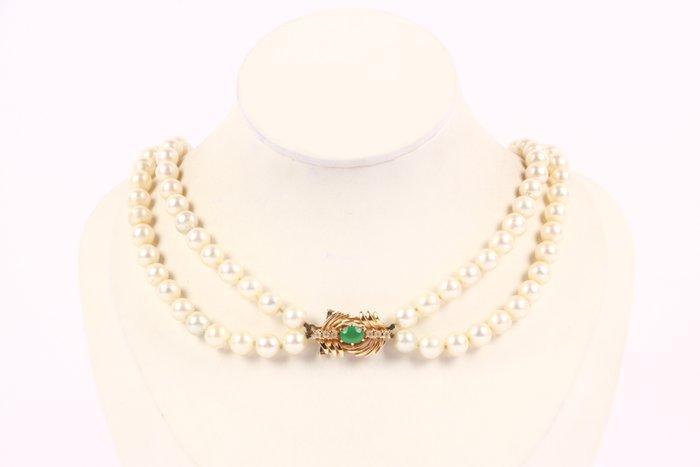 Collier - 14 carats Or jaune - 0.64ct. tw. Émeraude - Quartz, Handtassen en Accessoires, Kettingen