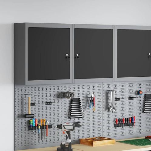 vidaXL Gereedschapskast met plank Zwart en grijs 50 x 20 x, Doe-het-zelf en Bouw, Gereedschapskisten, Nieuw, Verzenden