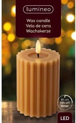 Ledkaars wax steady binnen ribbel lumineo bruin warm wit, Hobby en Vrije tijd, Knutselen, Nieuw