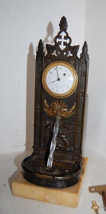 Mantelklok met automaton - - Brons - 1800-1850, Antiek en Kunst, Antiek | Klokken