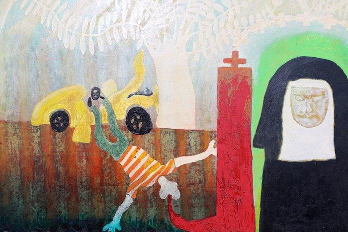 Guido Eckhardt (1944-2018 ) - de Non met man en vrouw., Antiek en Kunst, Kunst | Schilderijen | Klassiek