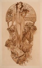 Alfons Mucha Lithographie - Document décoratif no 6 - Jaren, Antiek en Kunst