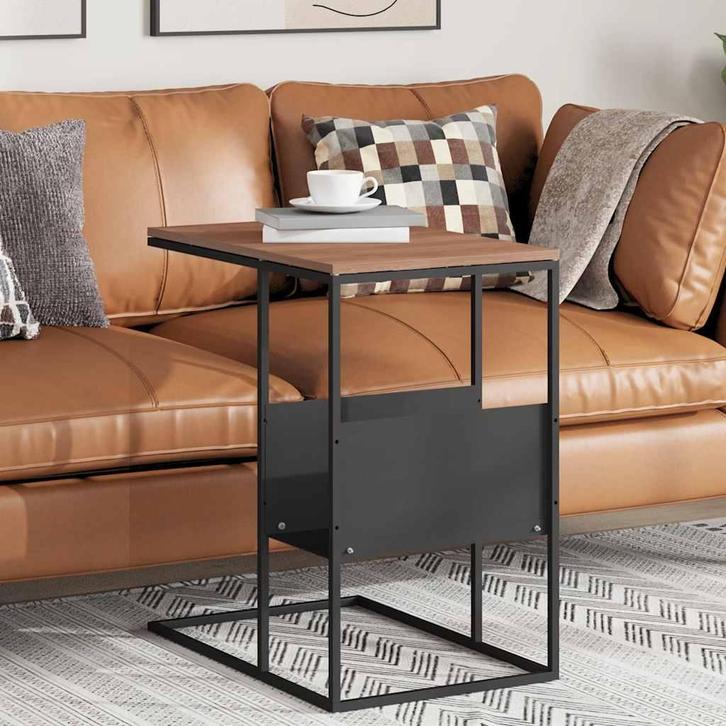 vidaXL Bijzettafel 55x36x59,5 cm bewerkt hout zwart, Maison & Meubles, Tables | Tables de salon, Envoi