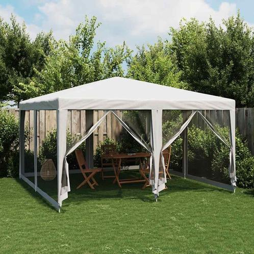 vidaXL Partytent met 8 mesh zijwanden 4x4 m HDPE wit, Tuin en Terras, Partytenten, Nieuw, Verzenden