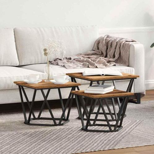 vidaXL Salontafel 3 pcs Oud hout 50 x 50 x 40 cm, Huis en Inrichting, Tafels | Salontafels, Nieuw, Verzenden