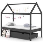vidaXL Kinderbedframe met lade grenenhout donkergrijs 80x160, Verzenden