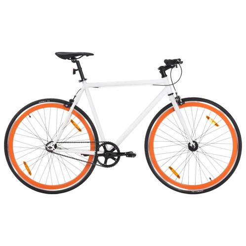 vidaXL Fiets met vaste versnelling 700 c 59 cm wit en oranje, Fietsen en Brommers, Fietsen | Racefietsen, Nieuw, Verzenden