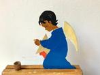 Kerstbeeldje - platte figuur engel - Hout - Erzgebirge jaren, Nieuw
