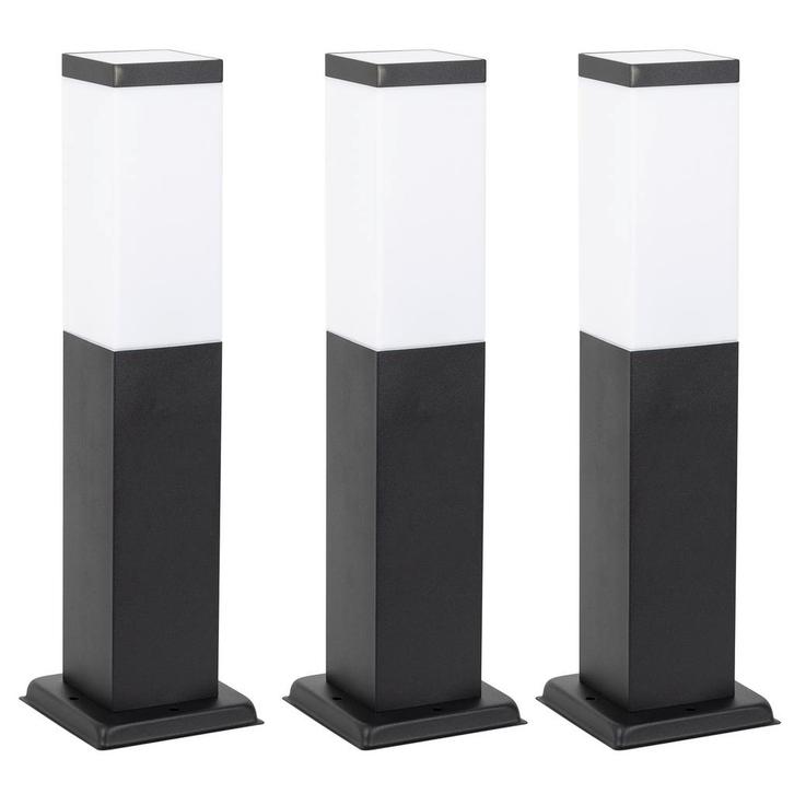 Tuinverlichting Modern Stein set 3 stuks Tuinlamp zwart, Tuin en Terras, Buitenverlichting, Verzenden