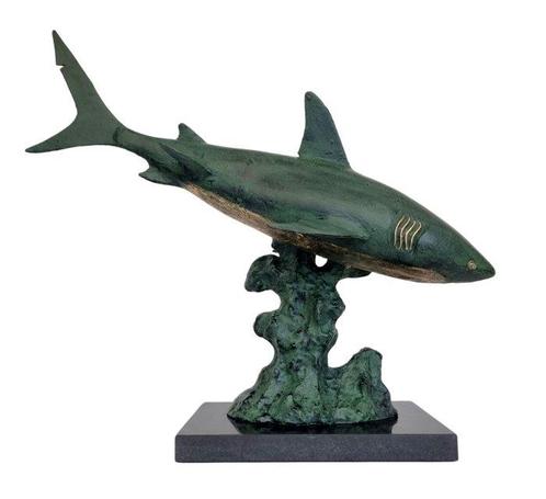 sculptuur, Swimming shark - 50 cm - Aluminium, Marmer, Antiek en Kunst, Kunst | Designobjecten