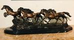 sculptuur, Running Horses - 30 cm - Brons - 1970, Antiquités & Art, Curiosités & Brocante