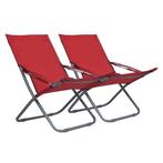 vidaXL Chaises pliables de plage 2 pcs Tissu Rouge, Verzenden