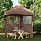 vidaXL Partytent inklapbaar pop-up met 2 zijwanden bruin, Verzenden, Nieuw