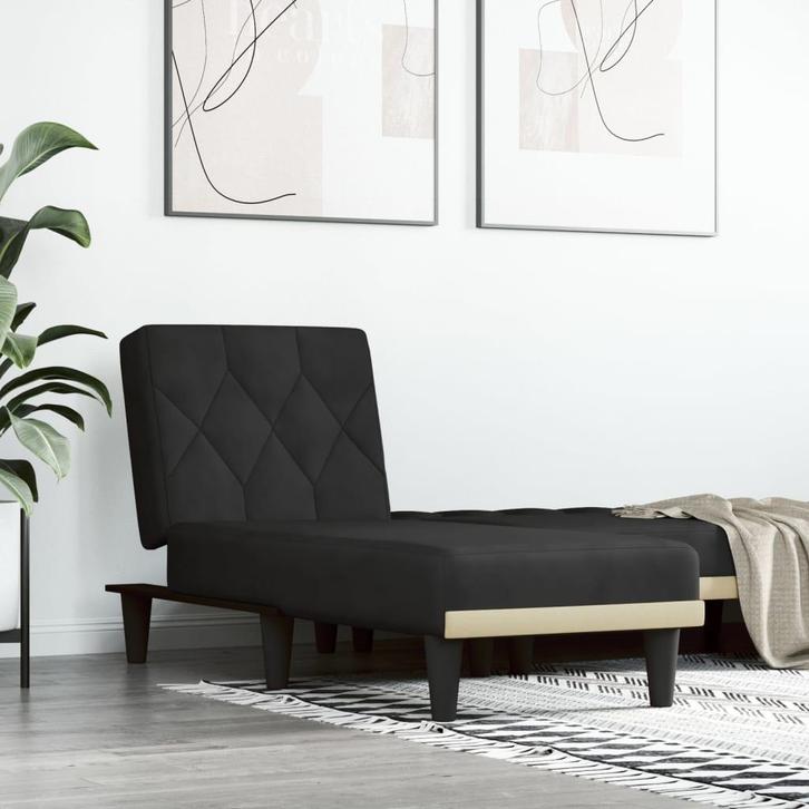 Zwarte Fluweel Chaise Longue | Retour Deal | 46% Korting!, Huis en Inrichting, Zetels | Zetels en Chaises Longues, Minder dan 150 cm