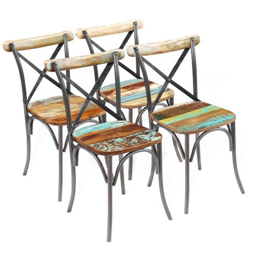 vidaXL Eetkamerstoelen 4 st massief gerecycled hout, Huis en Inrichting, Stoelen, Nieuw, Verzenden