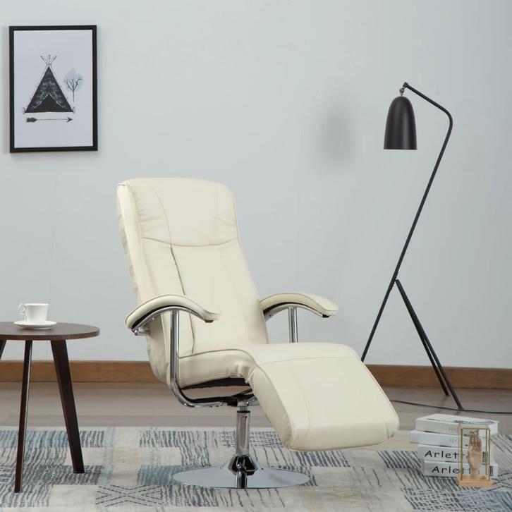vidaXL Televisiefauteuil kunstleer crèmekleurig, Huis en Inrichting, Fauteuils, Nieuw, Verzenden