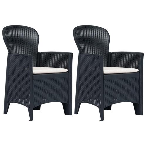 vidaXL Tuinstoelen 2 st met kussen rattan-look kunststof, Tuin en Terras, Tuinstoelen, Nieuw, Verzenden