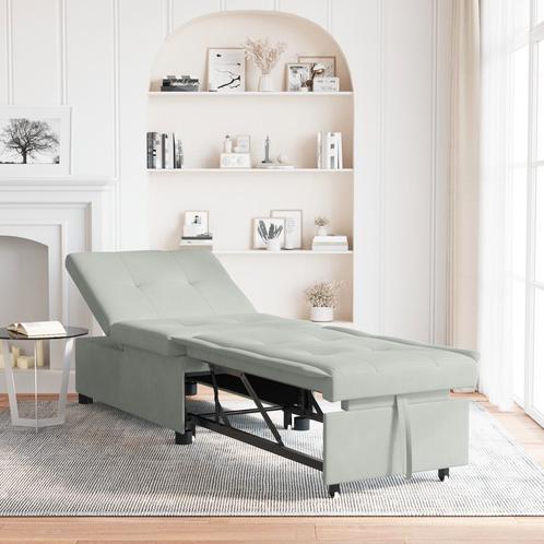 vidaXL 3-in-1 Sofa Bed Uittrekbaar Lichtgrijs Fluweel, Huis en Inrichting, Zetels | Zetels, Nieuw, Verzenden