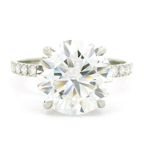 Zonder Minimumprijs - Ring Platina -  5.55ct. tw. Diamant, Handtassen en Accessoires, Ringen
