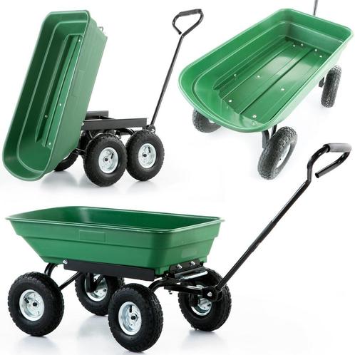 Tuinkar - kruiwagen - tot 350 kg - met kiepfunctie - groen, Caravans en Kamperen, Caravanaccessoires, Nieuw, Ophalen of Verzenden