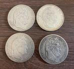 Frankrijk. Louis Philippe I. 5 Francs 1832/1844 (lot of 4, Postzegels en Munten, Munten | Europa | Euromunten