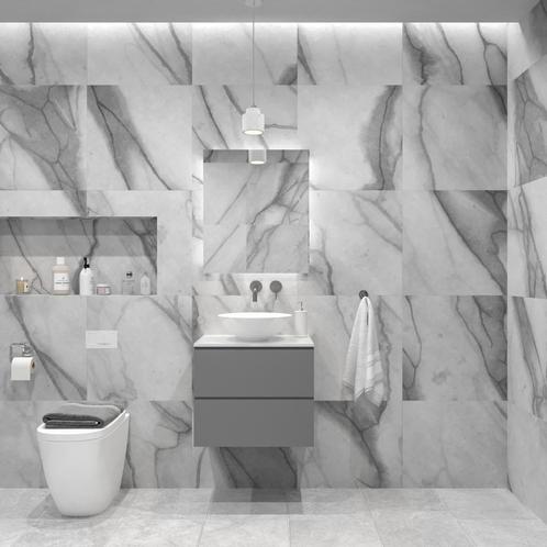 Badkamermeubelset Gliss Hermes 60 cm Beton Grijs Met Waskom, Doe-het-zelf en Bouw, Sanitair, Bad, Nieuw, Ophalen of Verzenden