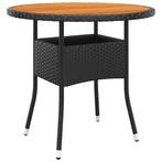 vidaXL Tuintafel Ø80x75 cm acaciahout en poly rattan zwart, Tuin en Terras, Tuintafels, Verzenden, Nieuw