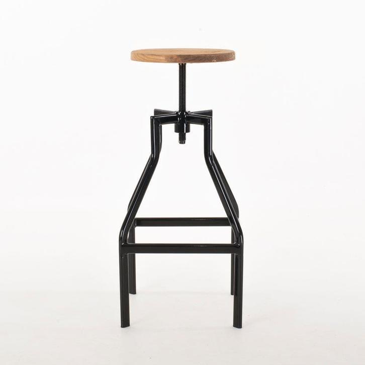Industriële metalen kruk | Draaibaar | Horeca | Hoge kruk, Huis en Inrichting, Barkrukken, 60 tot 90 cm, In hoogte verstelbaar