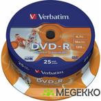 Verbatim DVD-R 16X 25st. Spindle Printable, Computers en Software, Nieuw, Verzenden