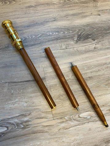 Wandelstok - Wandelstok met zwaar messing handvat en