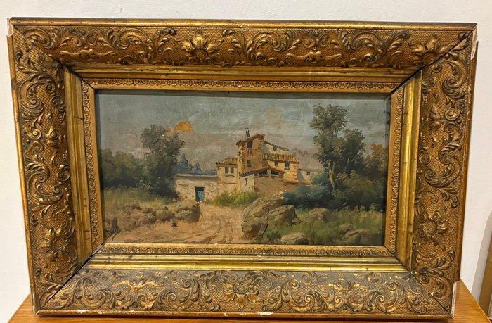 Émile Brin (1863-1950) - Paisaje de pueblo, Antiek en Kunst, Kunst | Schilderijen | Klassiek